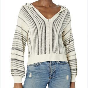 Billabong Women's Mas Amor Hooded‎ Stripe Sweater Size M Cotton